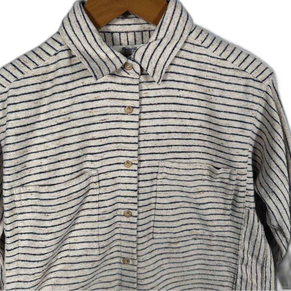 Madewell Stripe Flannel Button-Down Sunday Shirt Size Small Minimalist Winter - Picture 10 of 14